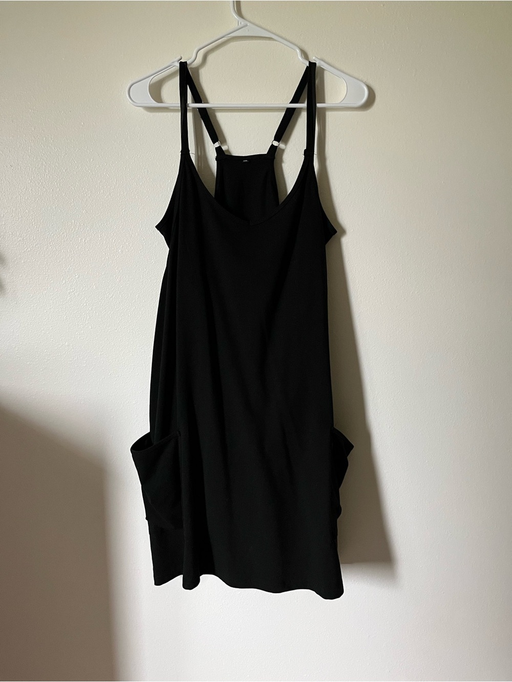 Women's Black Pinafore Pocket Dress - Minimal Slip Style